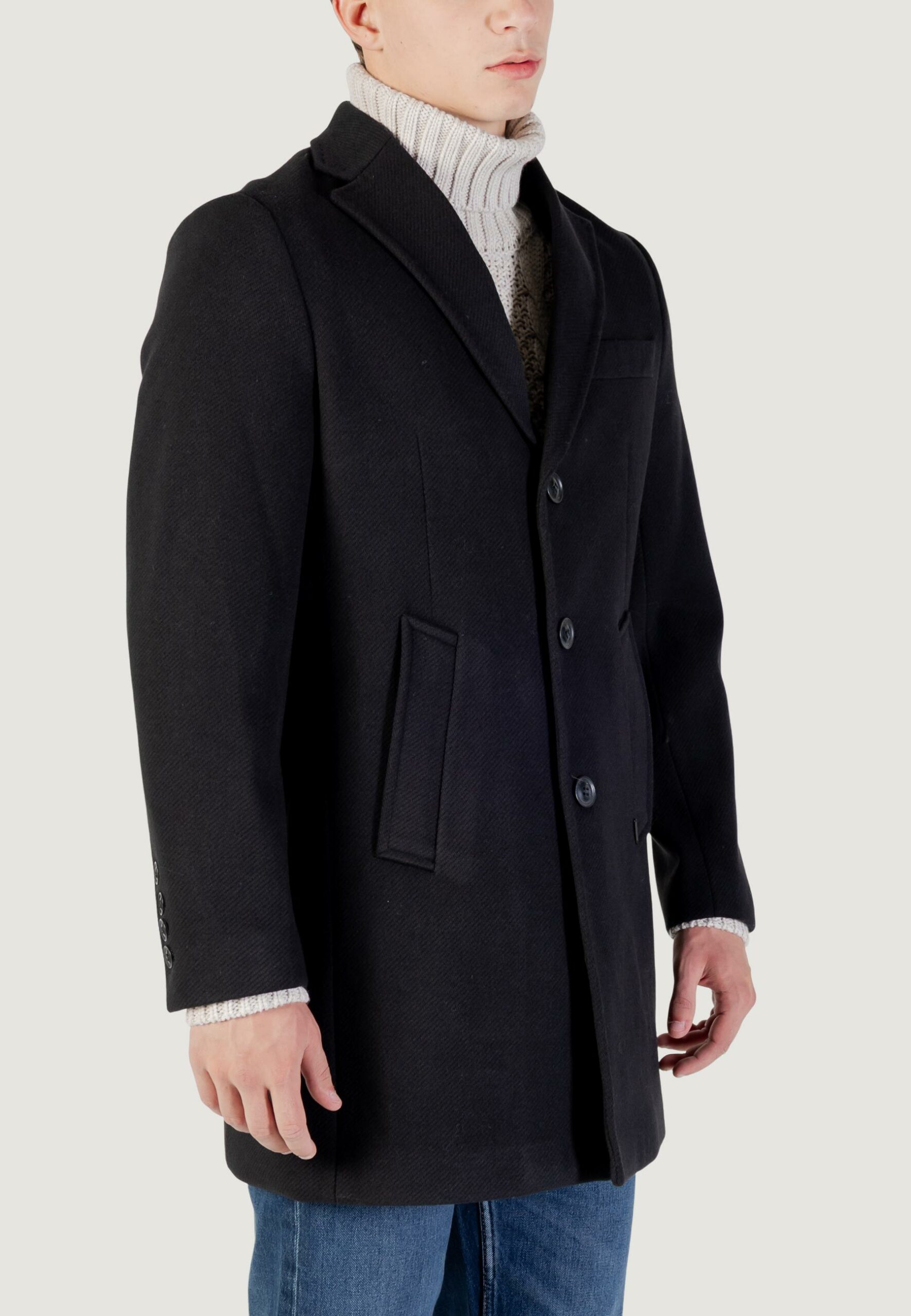 Cappotto Gianni Lupo monopetto Nero - Foto 4