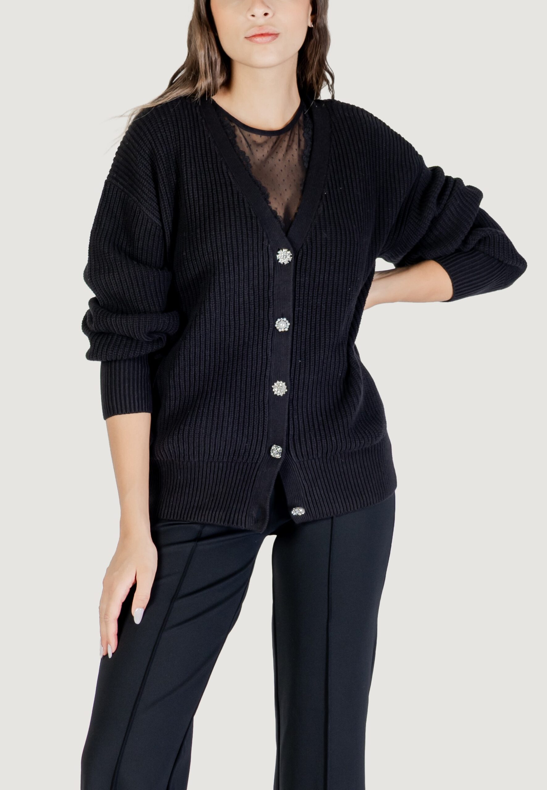 Cardigan Guess ls vn jamie cardi swtr Nero - Foto 1