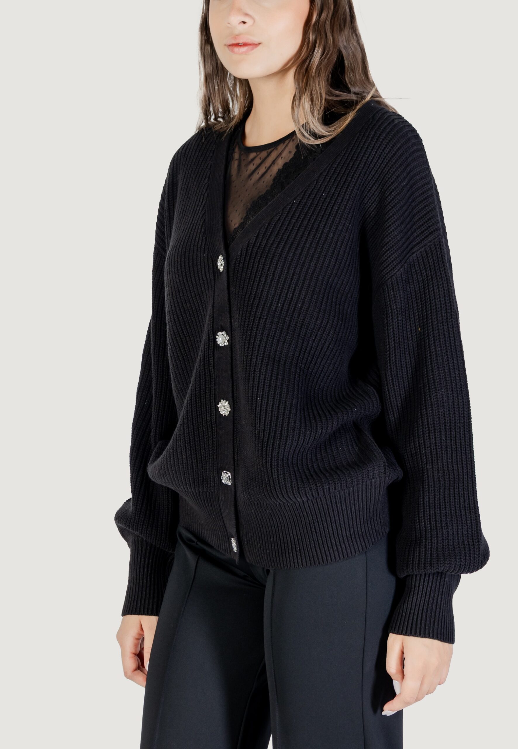 Cardigan Guess ls vn jamie cardi swtr Nero - Foto 2