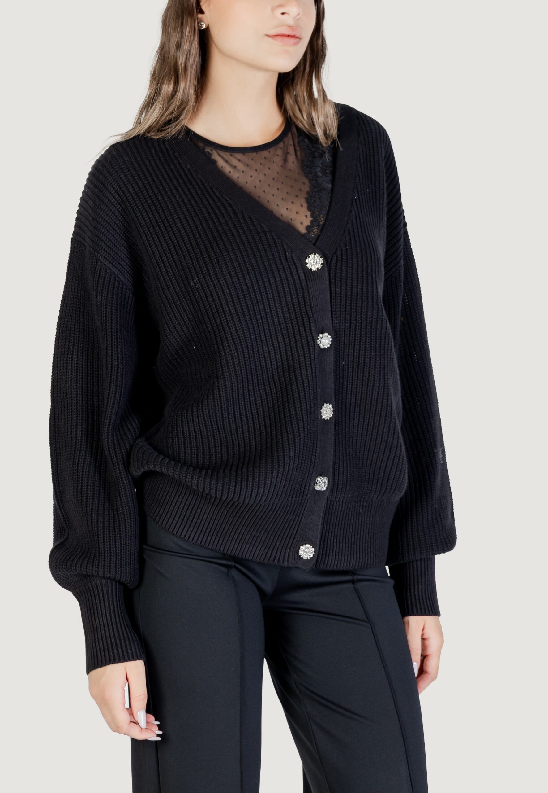 Cardigan Guess ls vn jamie cardi swtr Nero - Foto 3