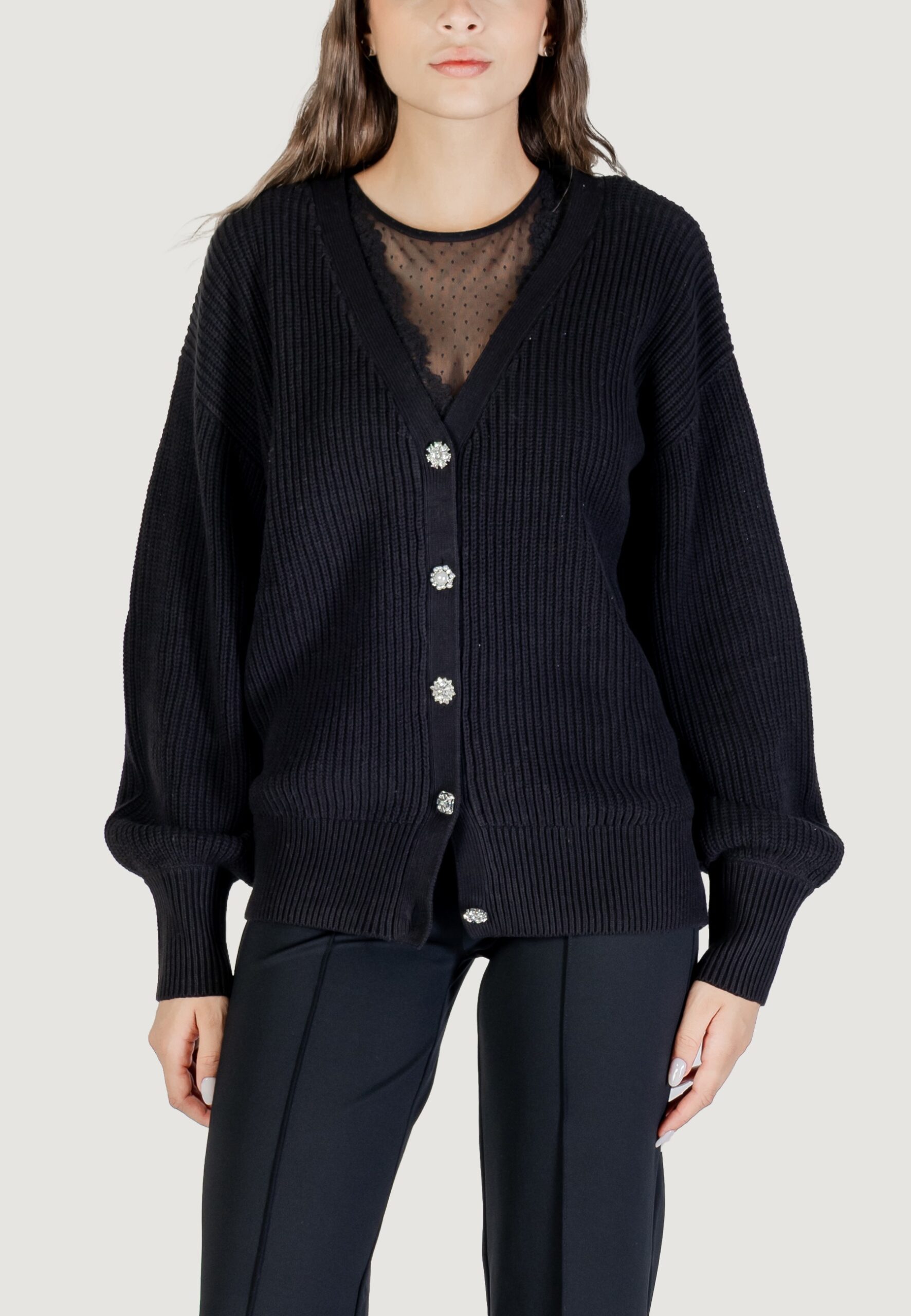 Cardigan Guess ls vn jamie cardi swtr Nero - Foto 4