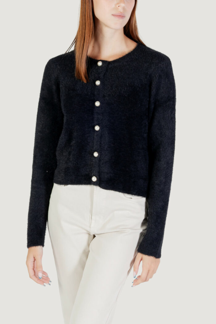 Cardigan Only onlpetra ls pearl o-neck cardi cc knt Nero