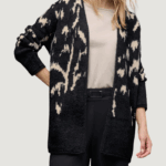 Cardigan Street One eos_cosy jacquard cardigan Nero - Beige - Foto 1
