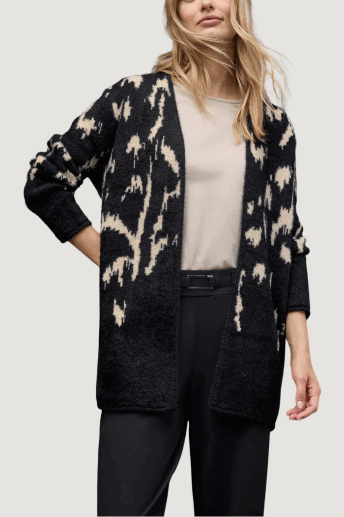 Cardigan Street One eos_cosy jacquard cardigan Nero – Beige