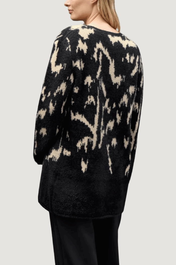 Cardigan Street One eos_cosy jacquard cardigan Nero – Beige