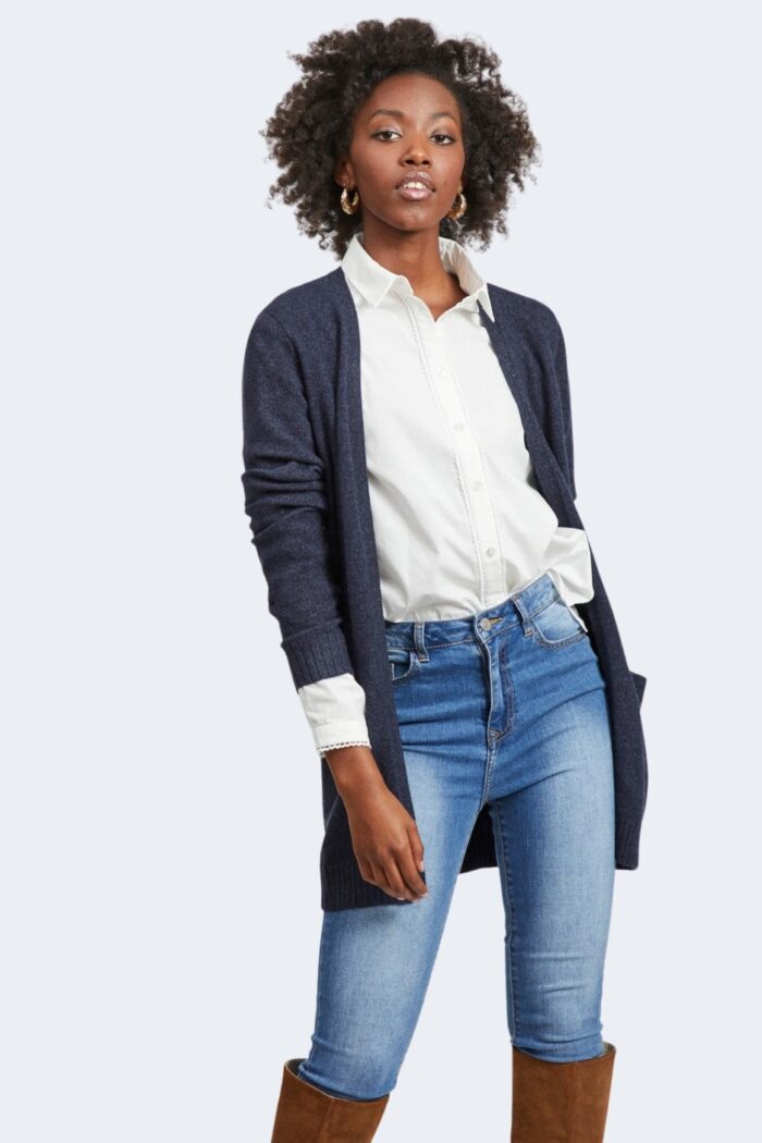 Cardigan Vila Clothes viril open l/s knit – noos Blue scuro