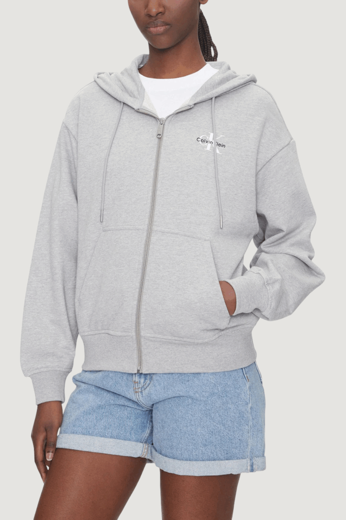 Felpa con cappuccio Calvin Klein Jeans monologo french terr Grigio