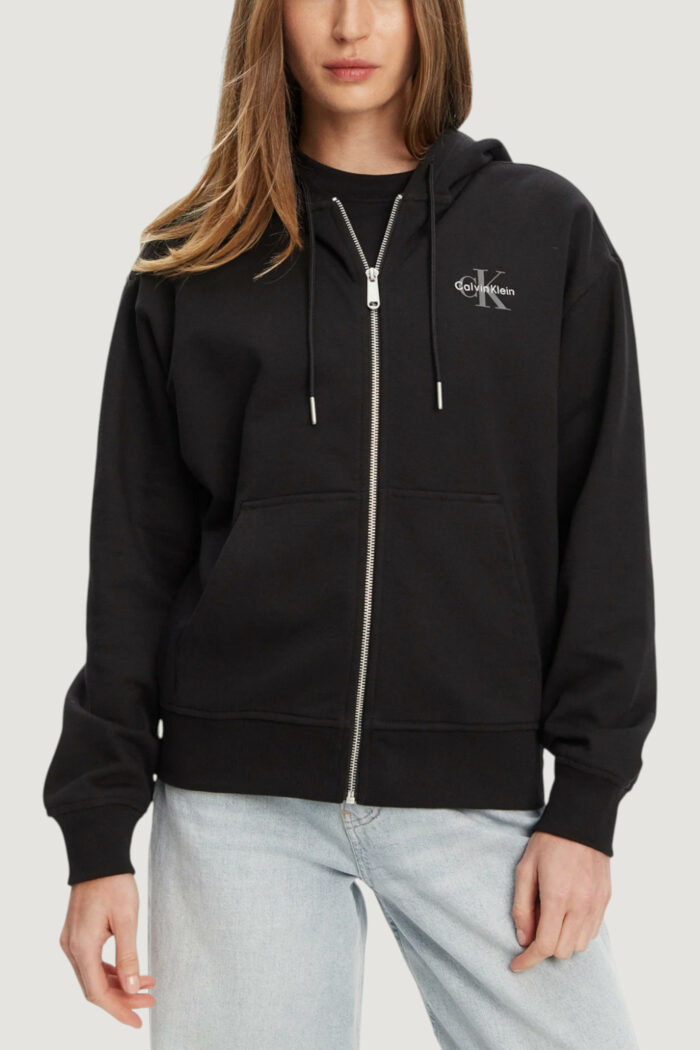 Felpa con cappuccio Calvin Klein Jeans monologo french terr Nero