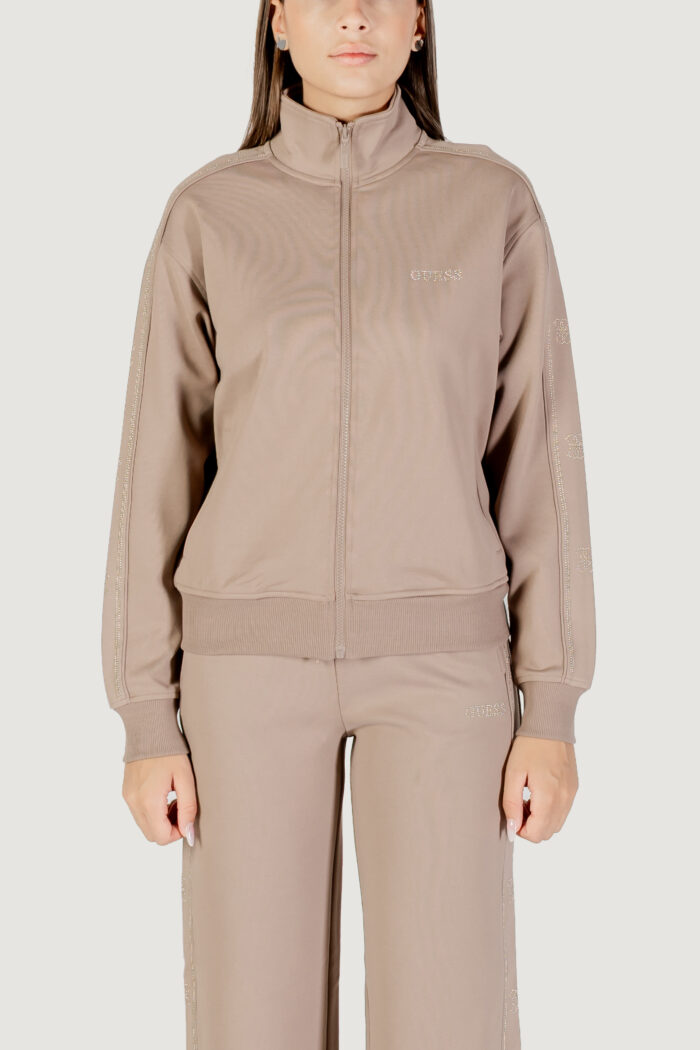 Felpa senza cappuccio Guess Active octavia high neck full-zip swe Taupe
