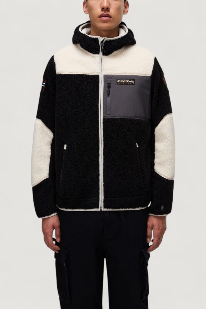 Felpa con cappuccio Napapijri yupik fzh 3 Nero – Beige