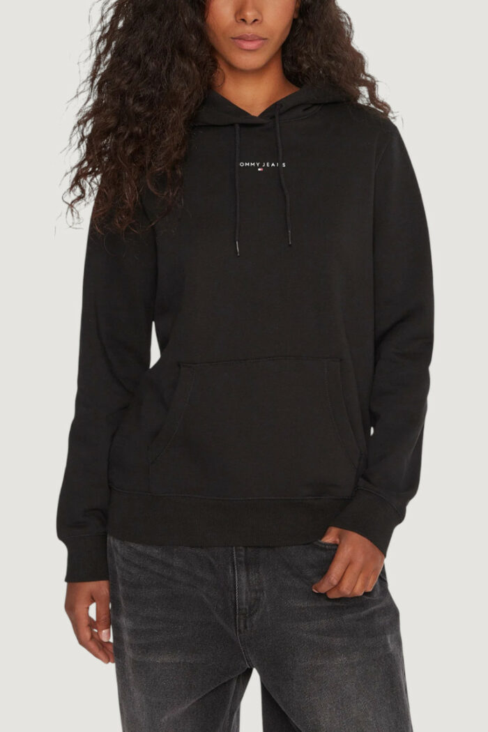Felpa con cappuccio Tommy Hilfiger Jeans tjw reg linear hoodi Nero