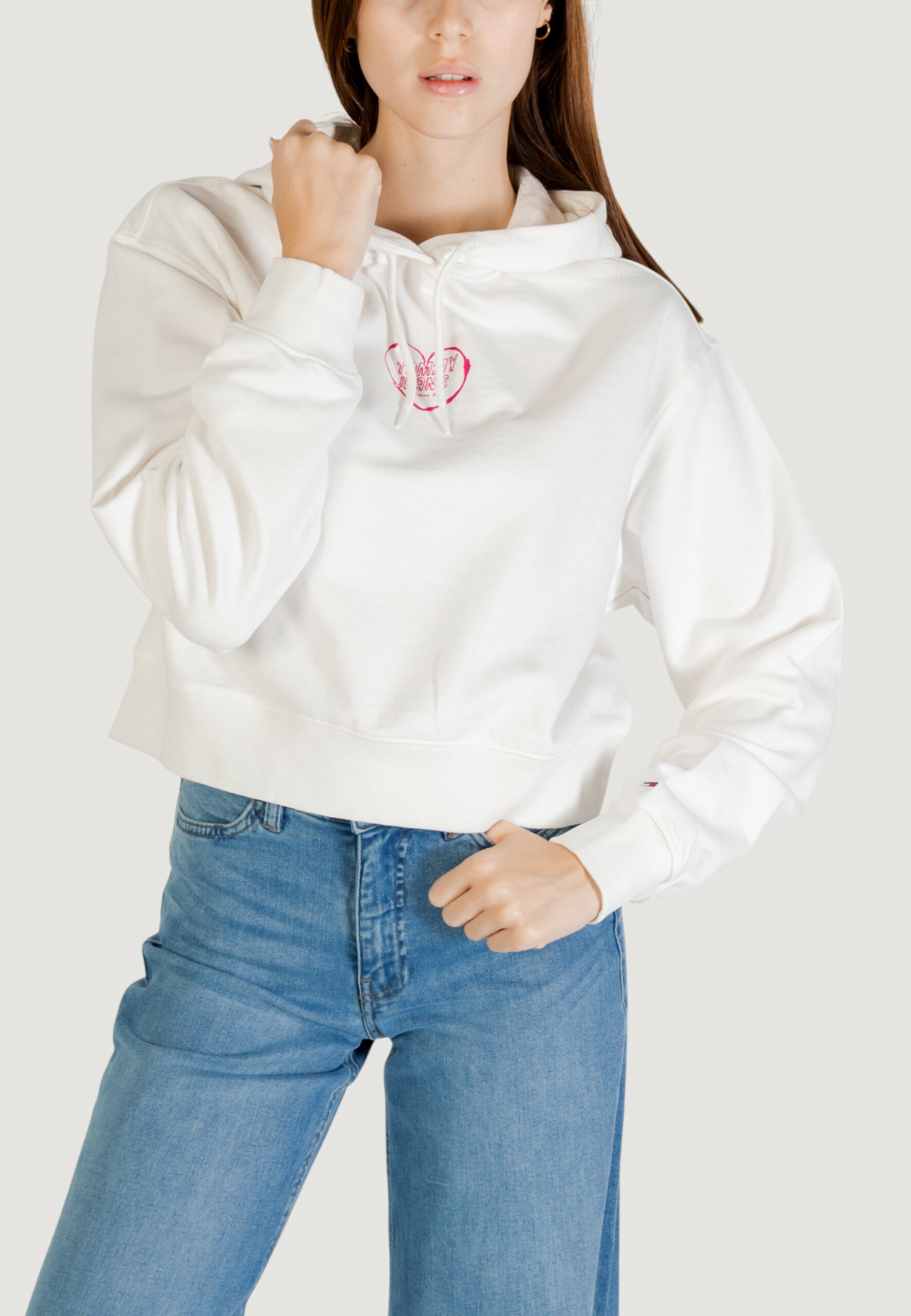 Felpa con cappuccio Tommy Hilfiger Jeans tjw rlx crp heart ho Panna - Foto 1