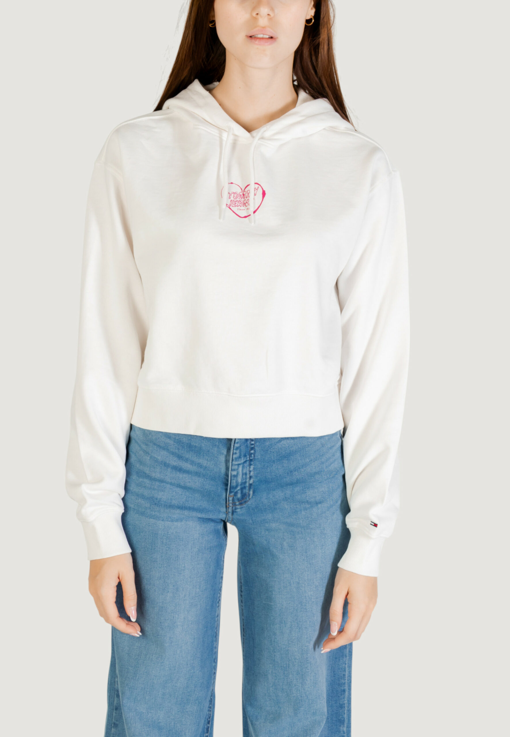 Felpa con cappuccio Tommy Hilfiger Jeans tjw rlx crp heart ho Panna - Foto 5