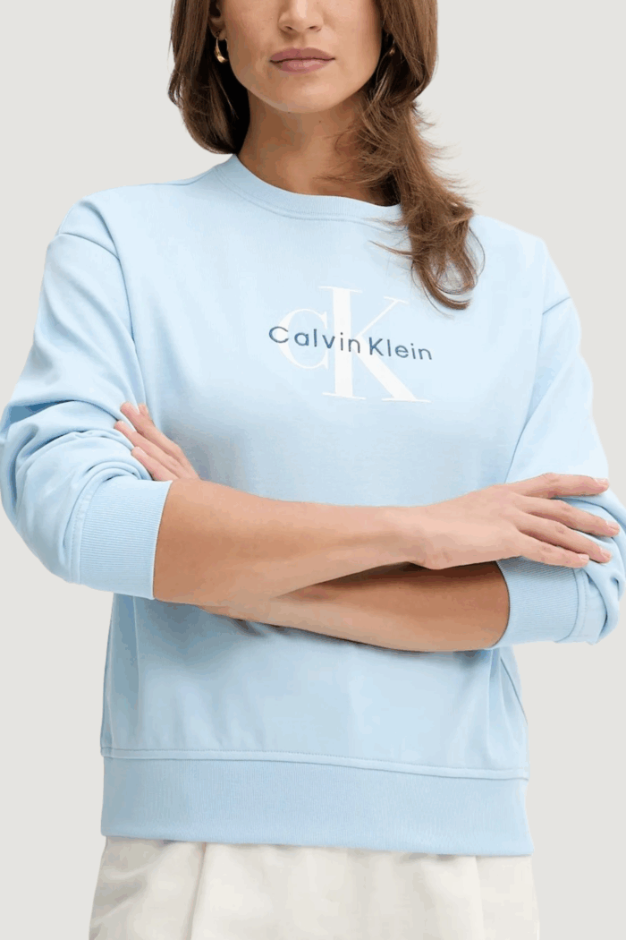 Felpa senza cappuccio Calvin Klein Jeans ls monologo french t Blu Chiaro