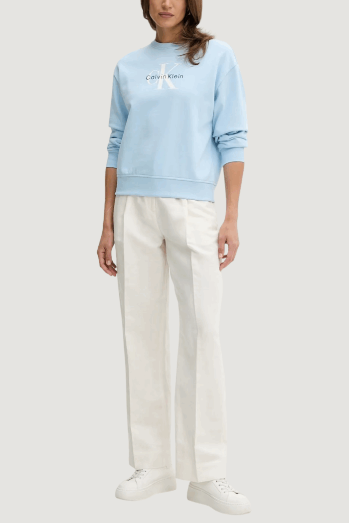 Felpa senza cappuccio Calvin Klein Jeans ls monologo french t Blu Chiaro