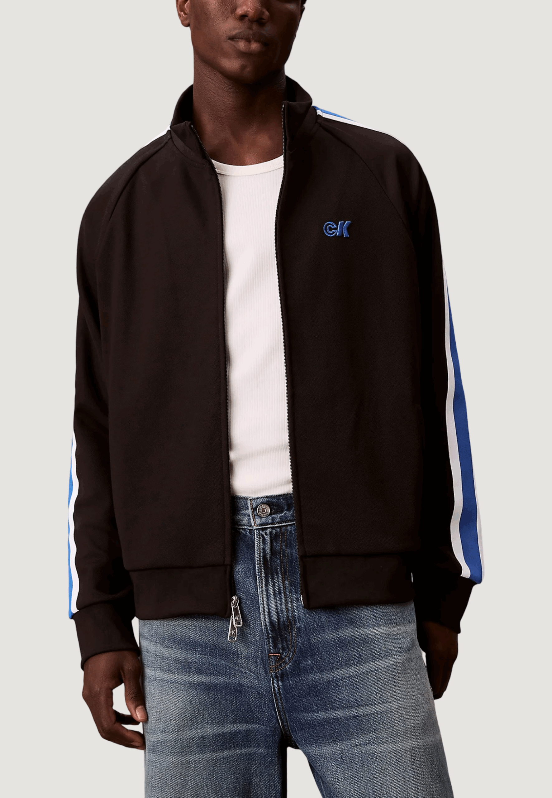 Felpa senza cappuccio Calvin Klein Jeans stretch twill track Nero - Foto 1