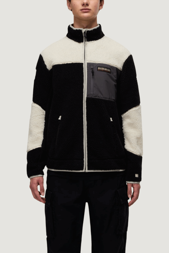 Felpa senza cappuccio Napapijri yupik fz 3 Nero – Beige