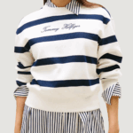 Felpa senza cappuccio Tommy Hilfiger script reg pique swt Bianco - Blu - Foto 1