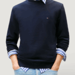 Felpa senza cappuccio Tommy Hilfiger essential terry crew Blue scuro - Foto 1