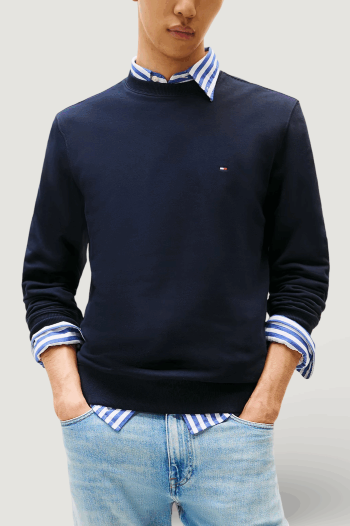 Felpa senza cappuccio Tommy Hilfiger essential terry crew Blue scuro
