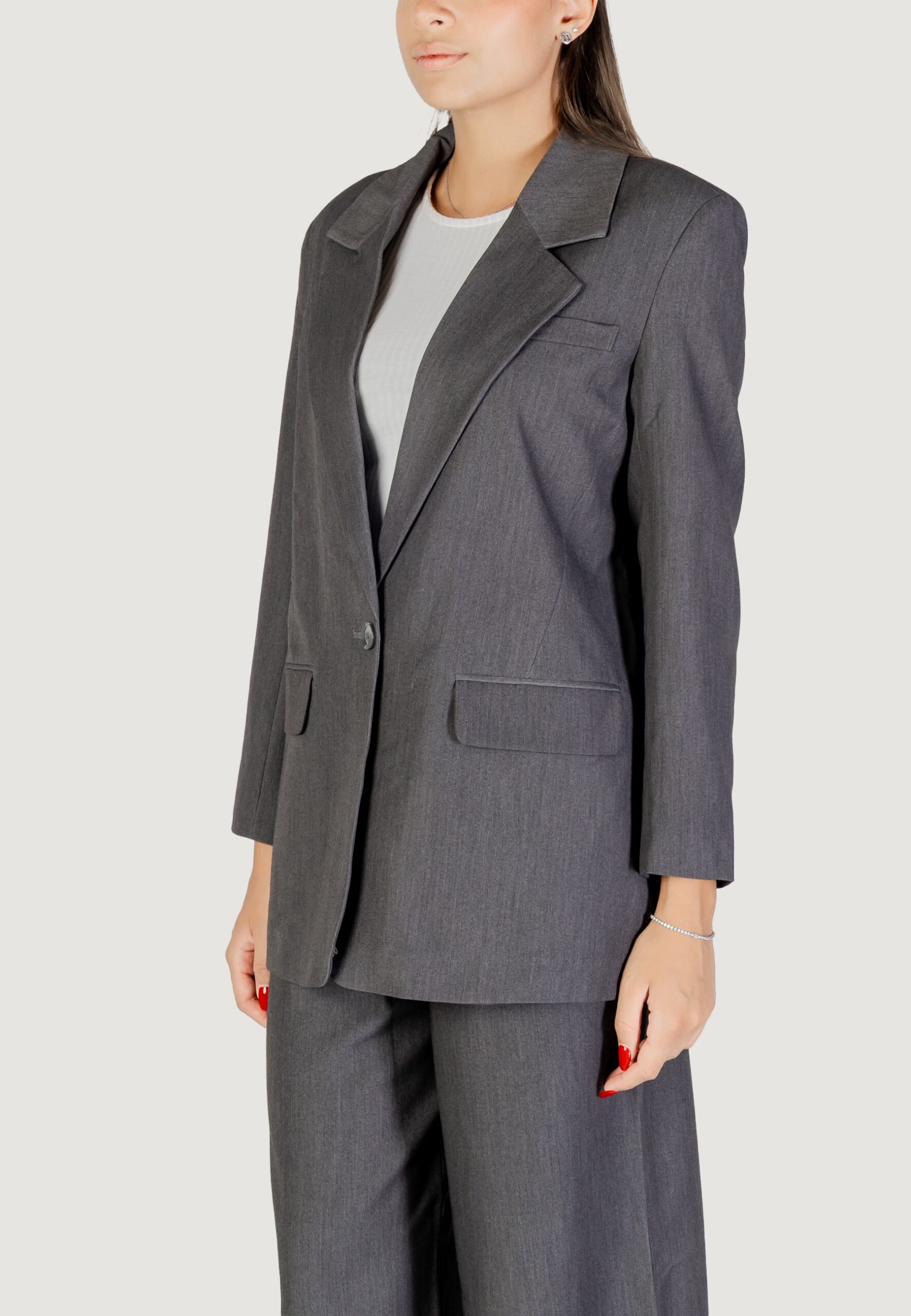 Giacca da completo Only onlhattie-lana l/s overs mel blazer tlr Grigio Scuro - Foto 3