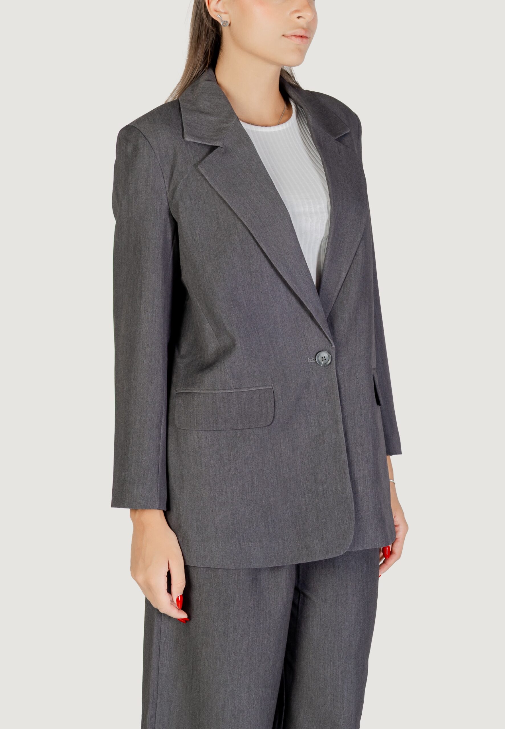 Giacca da completo Only onlhattie-lana l/s overs mel blazer tlr Grigio Scuro - Foto 4