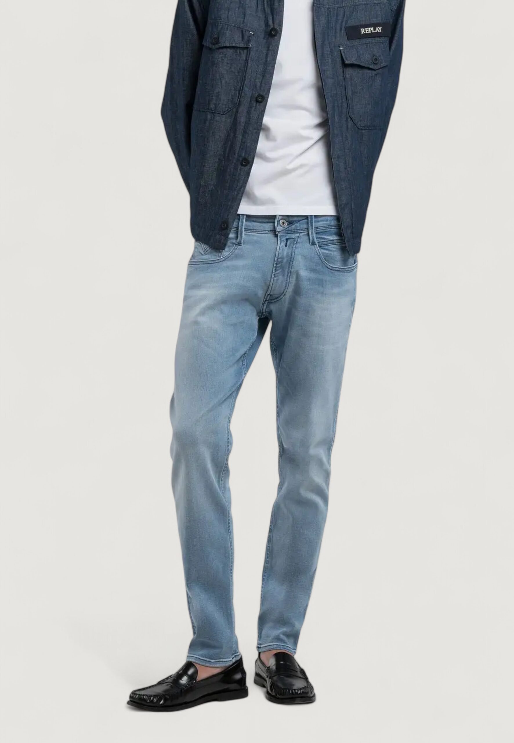 Jeans slim Replay anbass slim Blu Chiaro - Foto 1