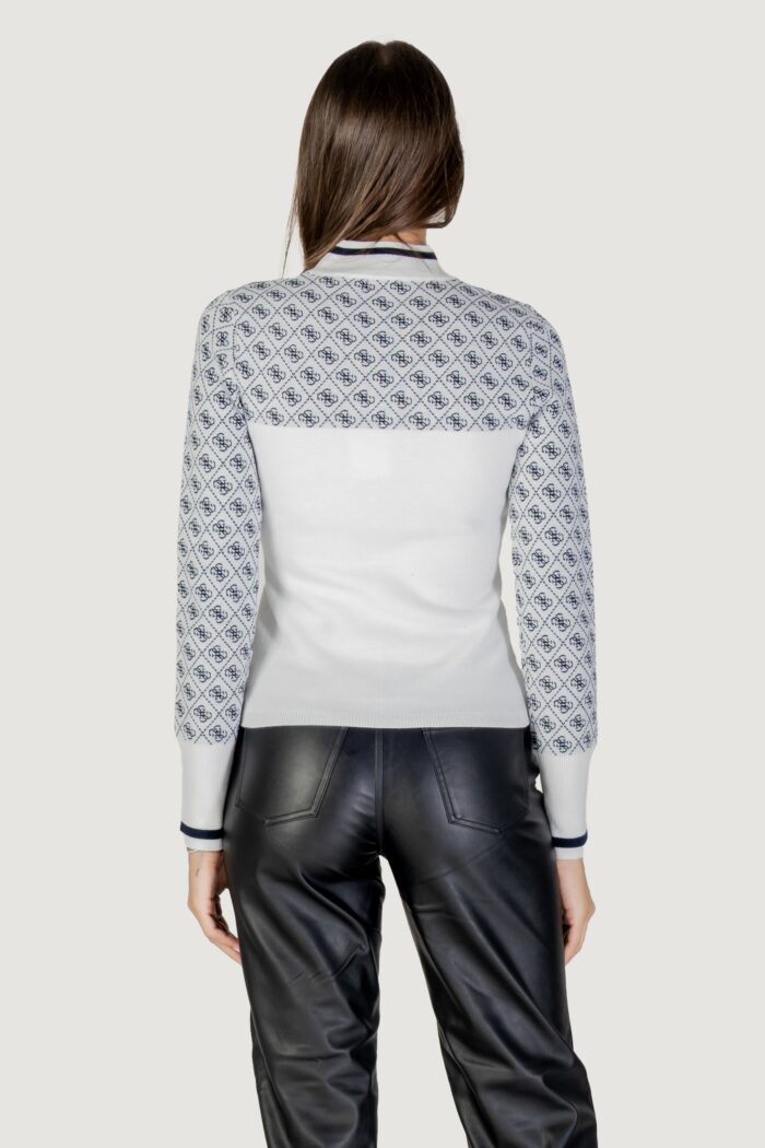 Maglia Guess ls mock neck aubrey 4g swtr Bianco – Blu