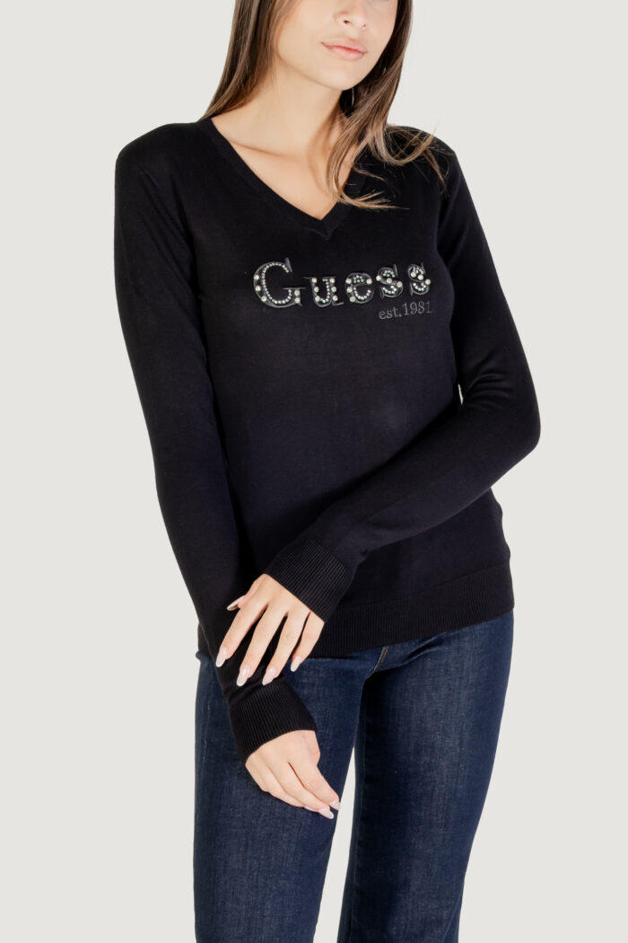 Maglia Guess ls vn kenzie logo swtr Nero