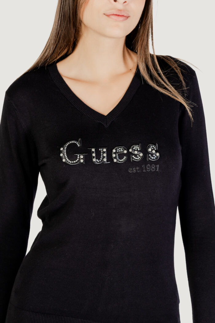 Maglia Guess ls vn kenzie logo swtr Nero