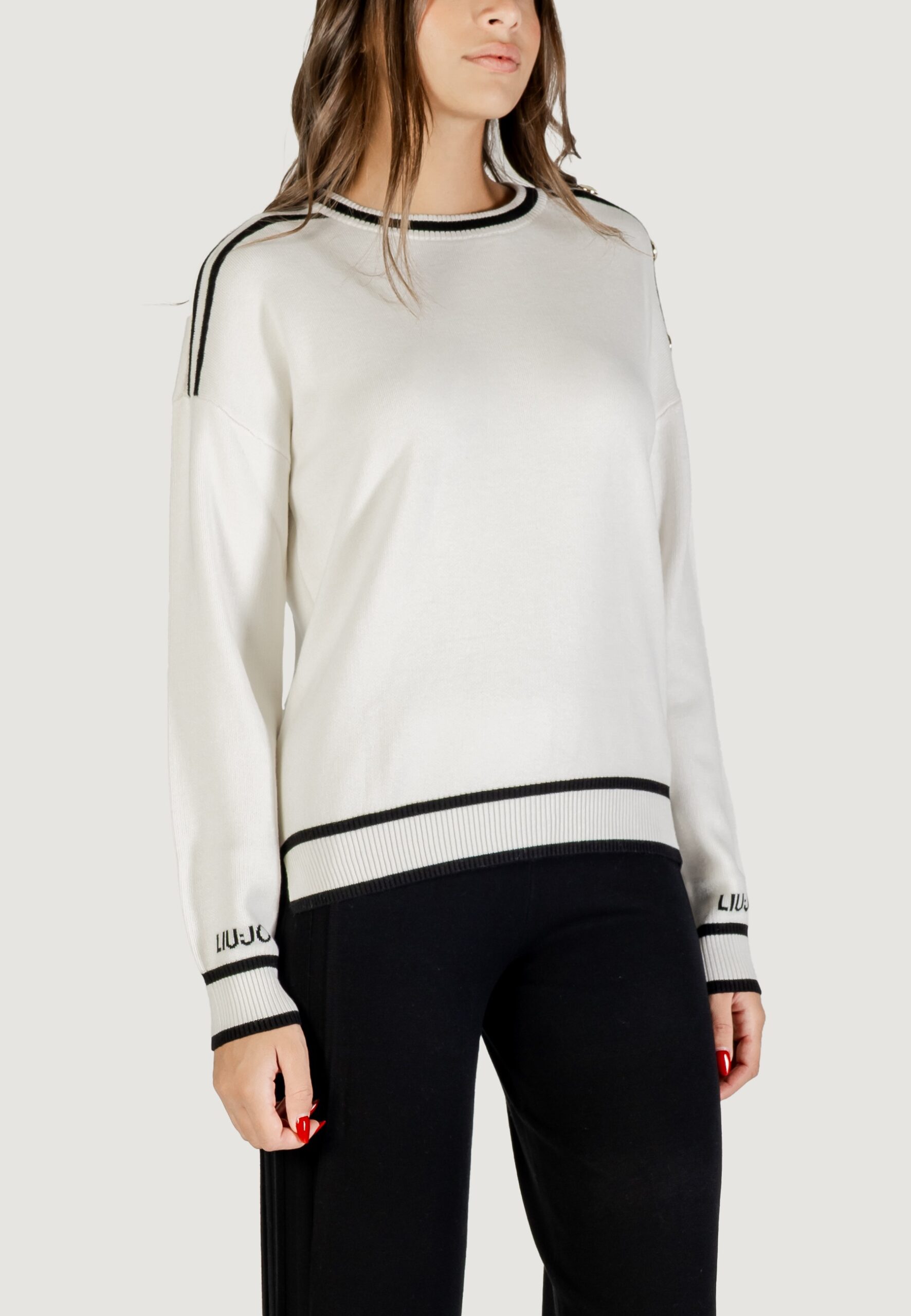 Maglia Liu-Jo ecs maglia chiusa m/l Bianco - Nero - Foto 2