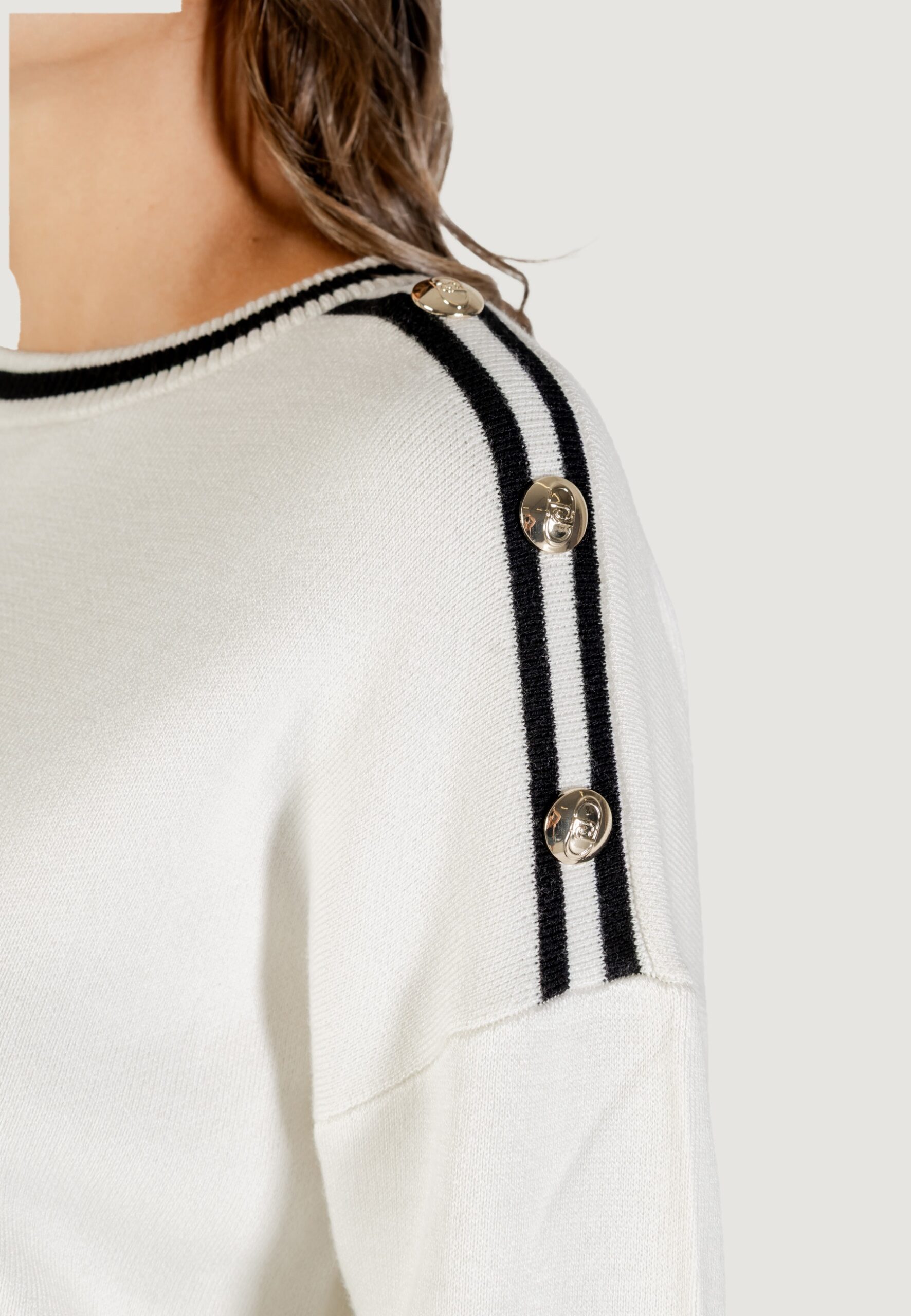 Maglia Liu-Jo ecs maglia chiusa m/l Bianco - Nero - Foto 4