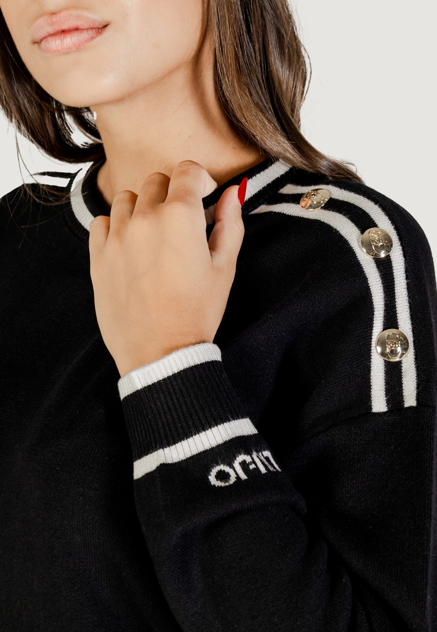 Maglia Liu-Jo ecs maglia chiusa m/l Nero - Bianco - Foto 2