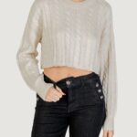 Maglia Only onlbirtie ls short cable o-neck cc knt Beige chiaro - Foto 1