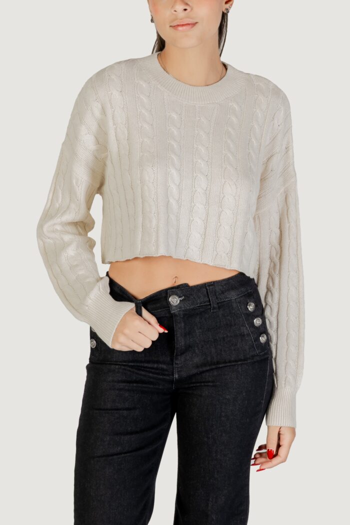 Maglia Only onlbirtie ls short cable o-neck cc knt Beige chiaro