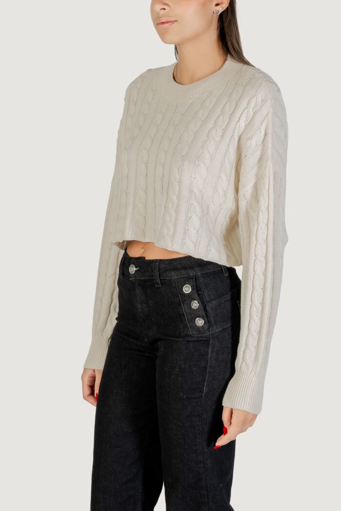 Maglia Only onlbirtie ls short cable o-neck cc knt Beige chiaro