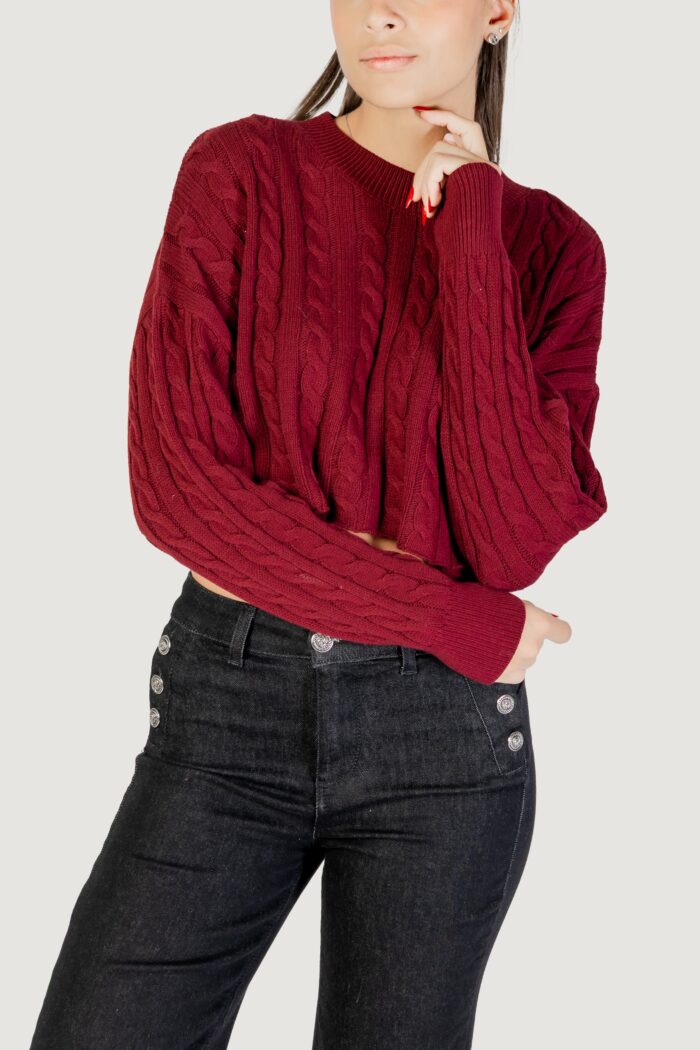 Maglia Only onlbirtie ls short cable o-neck cc knt Bordeaux