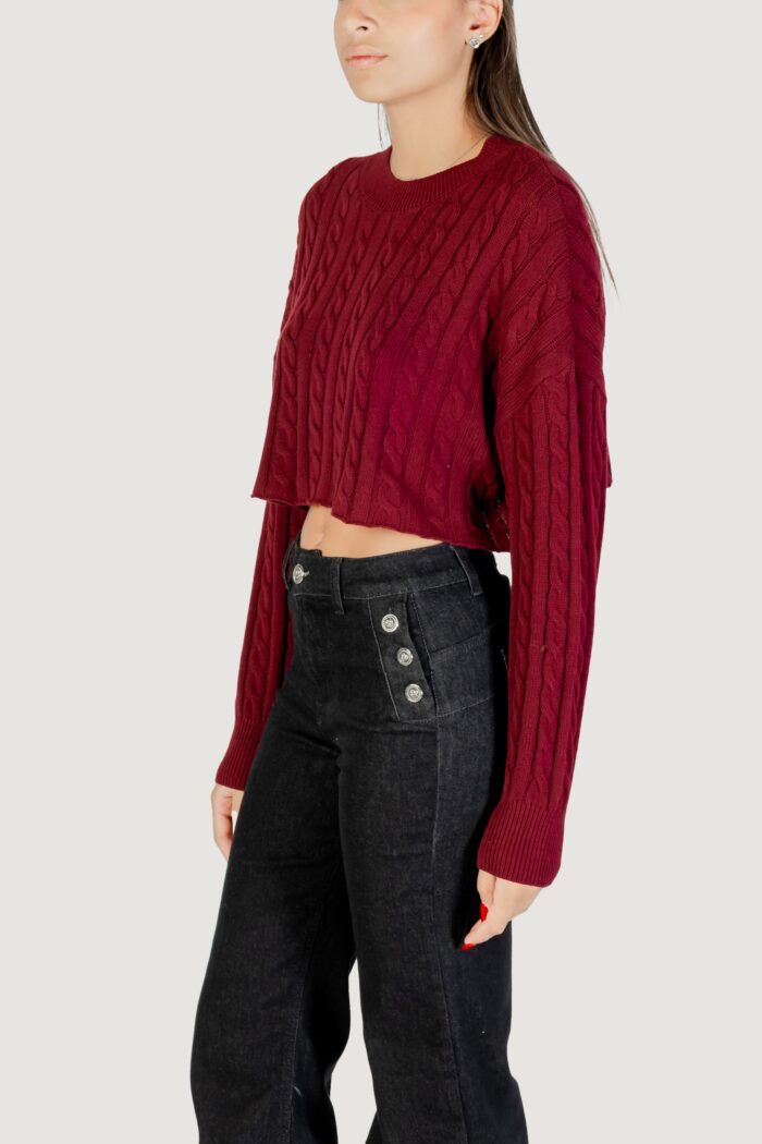 Maglia Only onlbirtie ls short cable o-neck cc knt Bordeaux