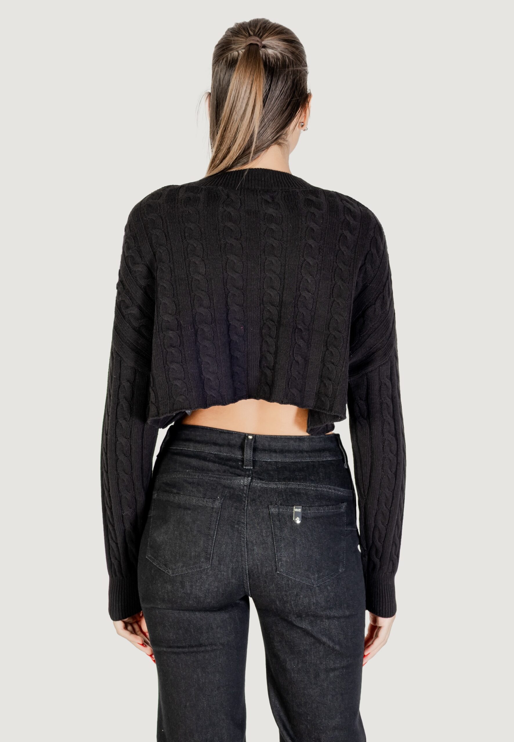 Maglia Only onlbirtie ls short cable o-neck cc knt Nero - Foto 4