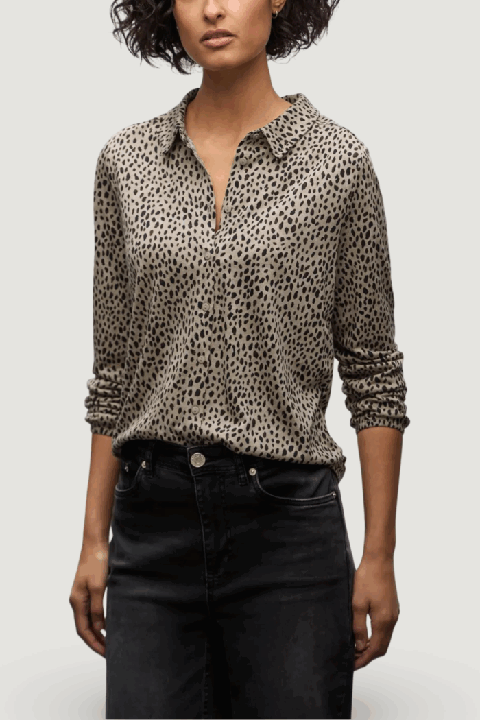 Maglia Street One ltd qr printed jersey blouse w. drawstring Beige