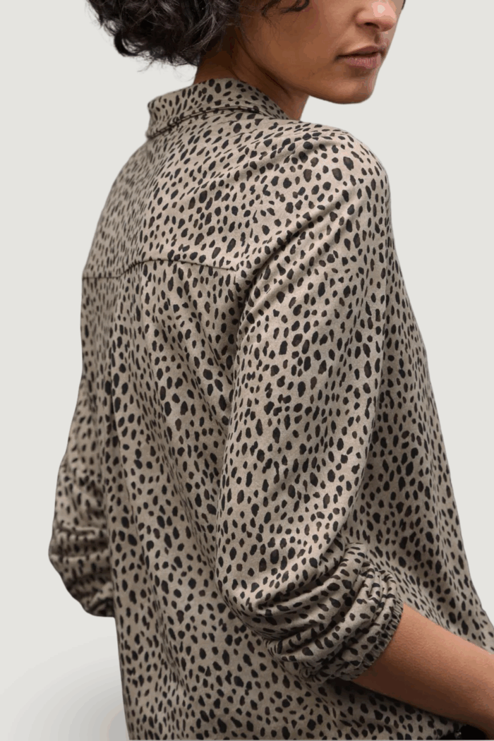 Maglia Street One ltd qr printed jersey blouse w. drawstring Beige