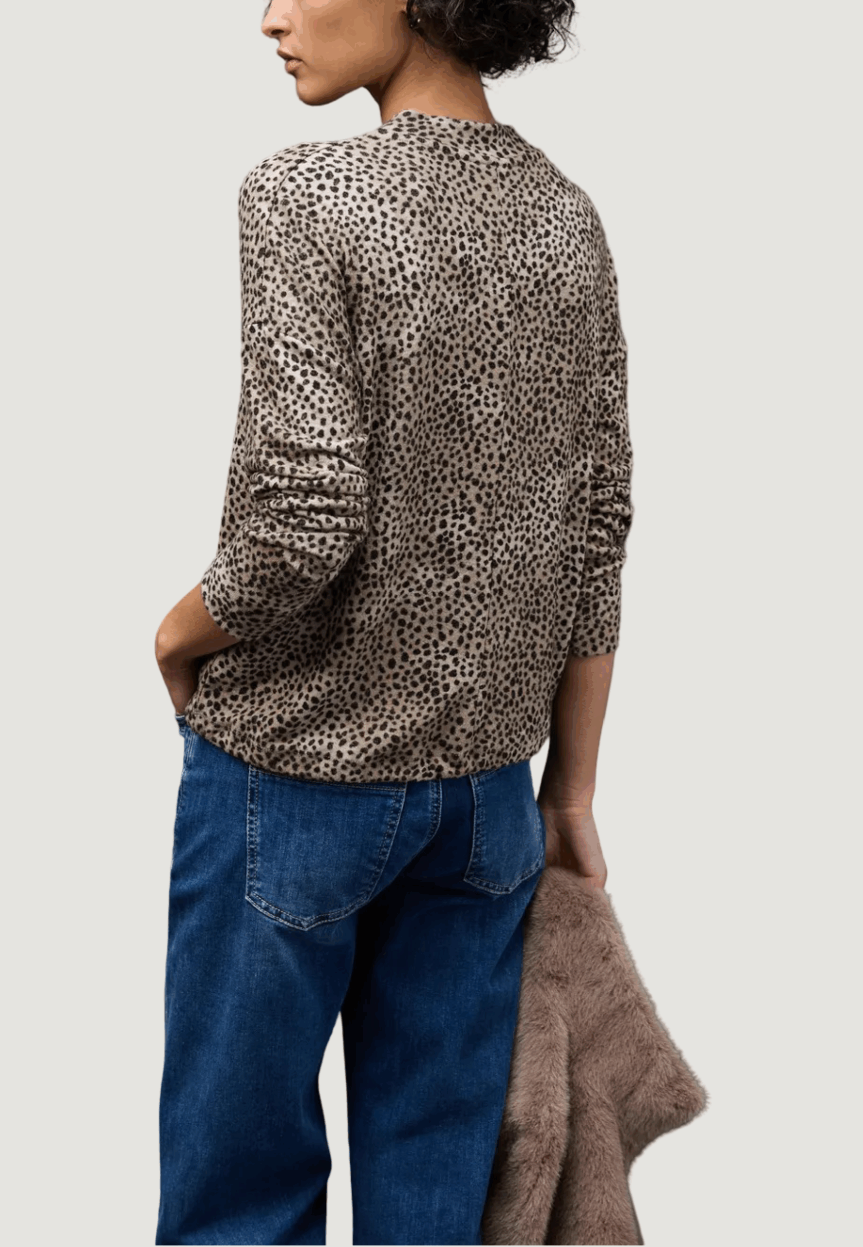 Maglia Street One ltd qr printed soft turtle neck shirt Beige - Nero - Foto 2