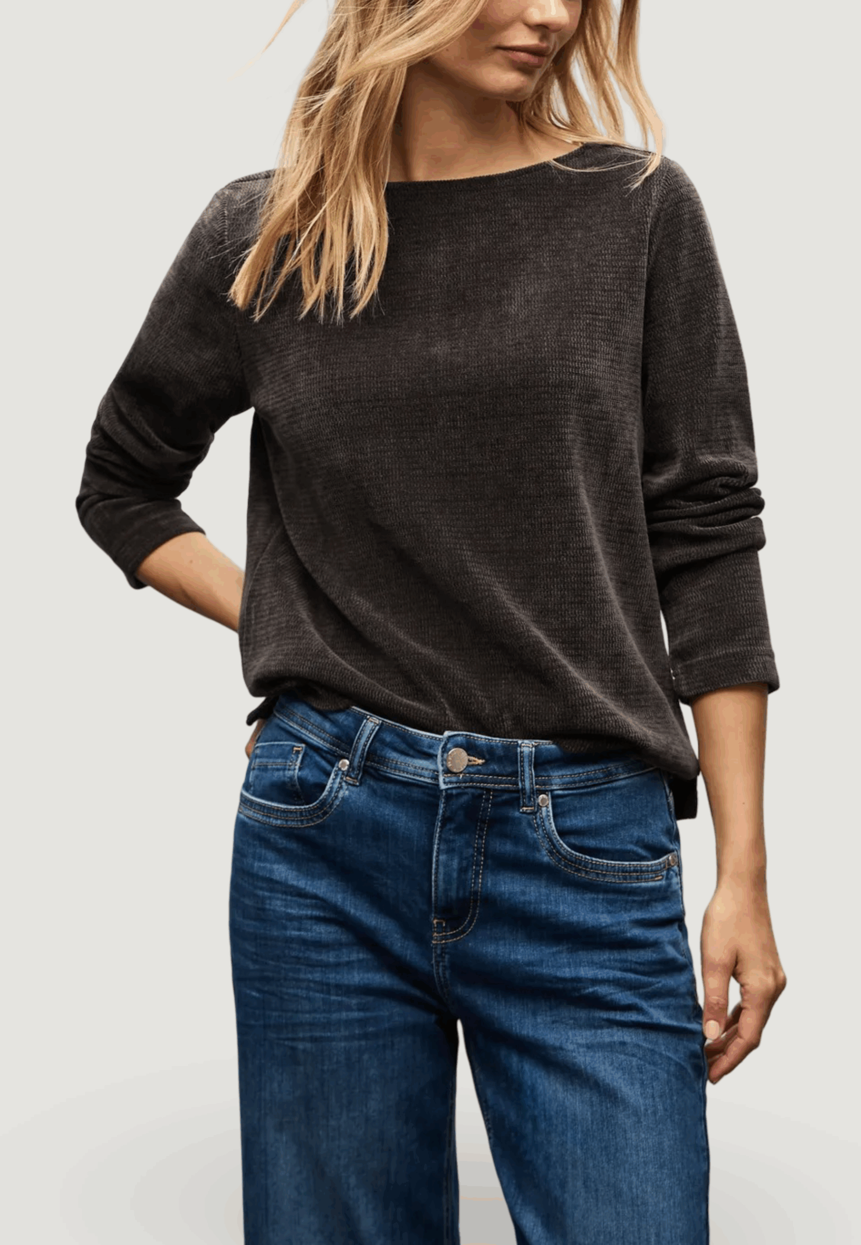 Maglia Street One cosy u-boat neck shirt Marrone - Foto 1