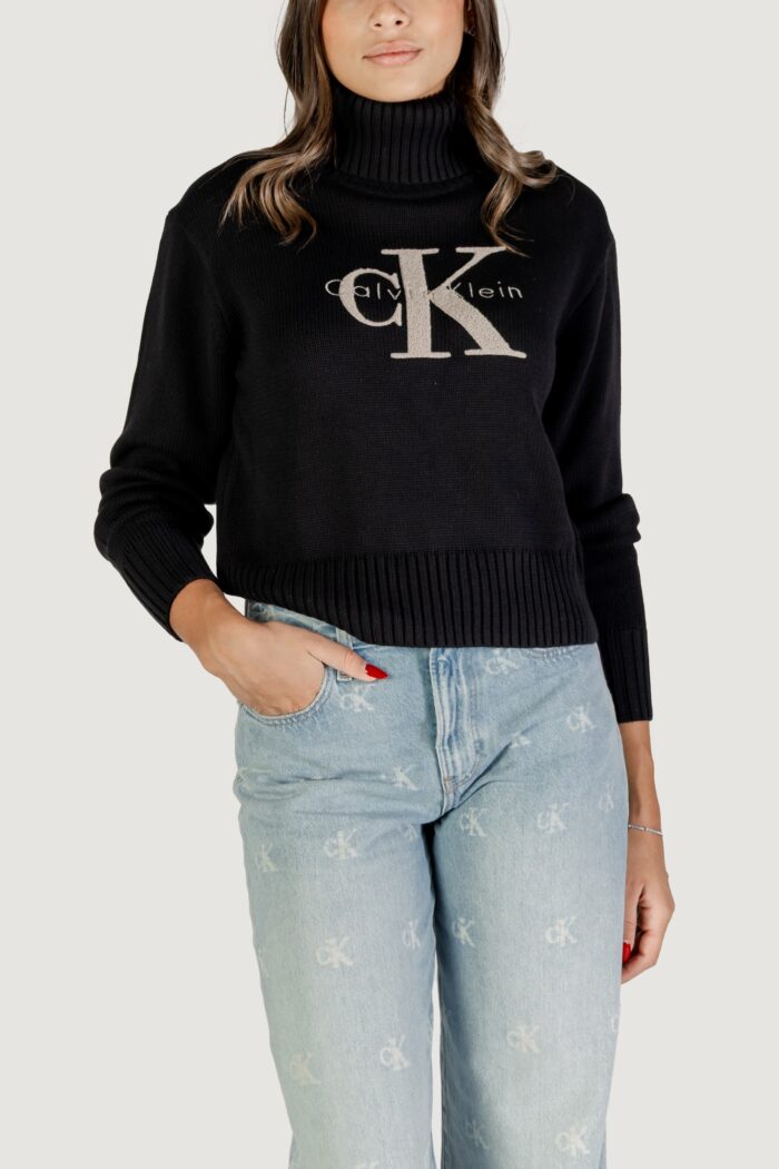 Maglione Calvin Klein Jeans chenille monologo sw Nero