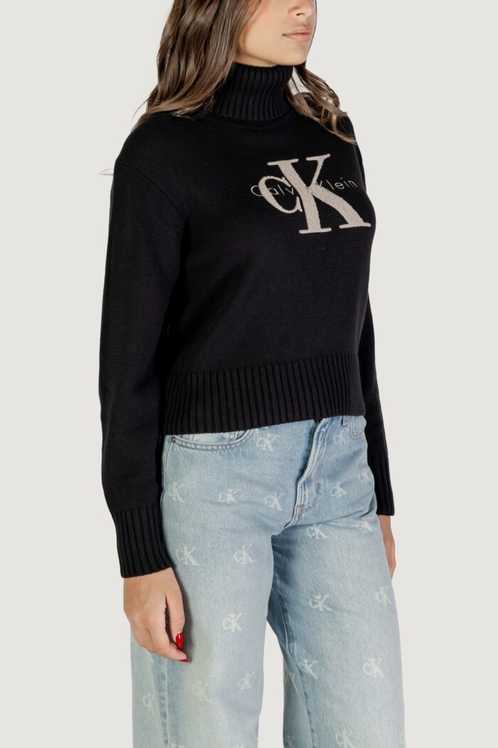 Maglione Calvin Klein Jeans chenille monologo sw Nero