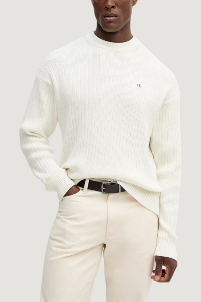 Maglione Calvin Klein Jeans ls vertical texture Panna