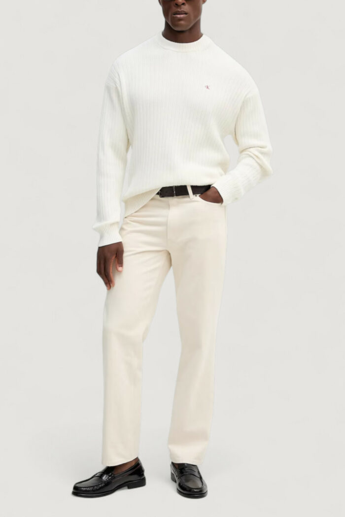 Maglione Calvin Klein Jeans ls vertical texture Panna