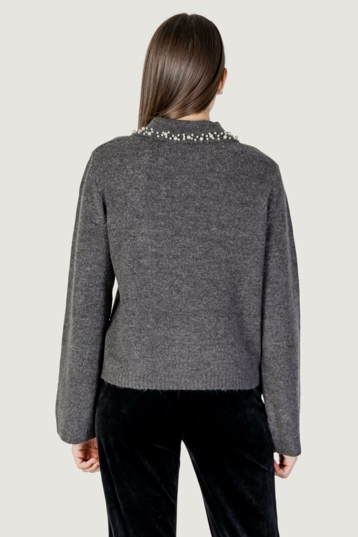 Maglione Jacqueline de Yong jdyaubray life l/s pearl collar pull knt Grigio Scuro