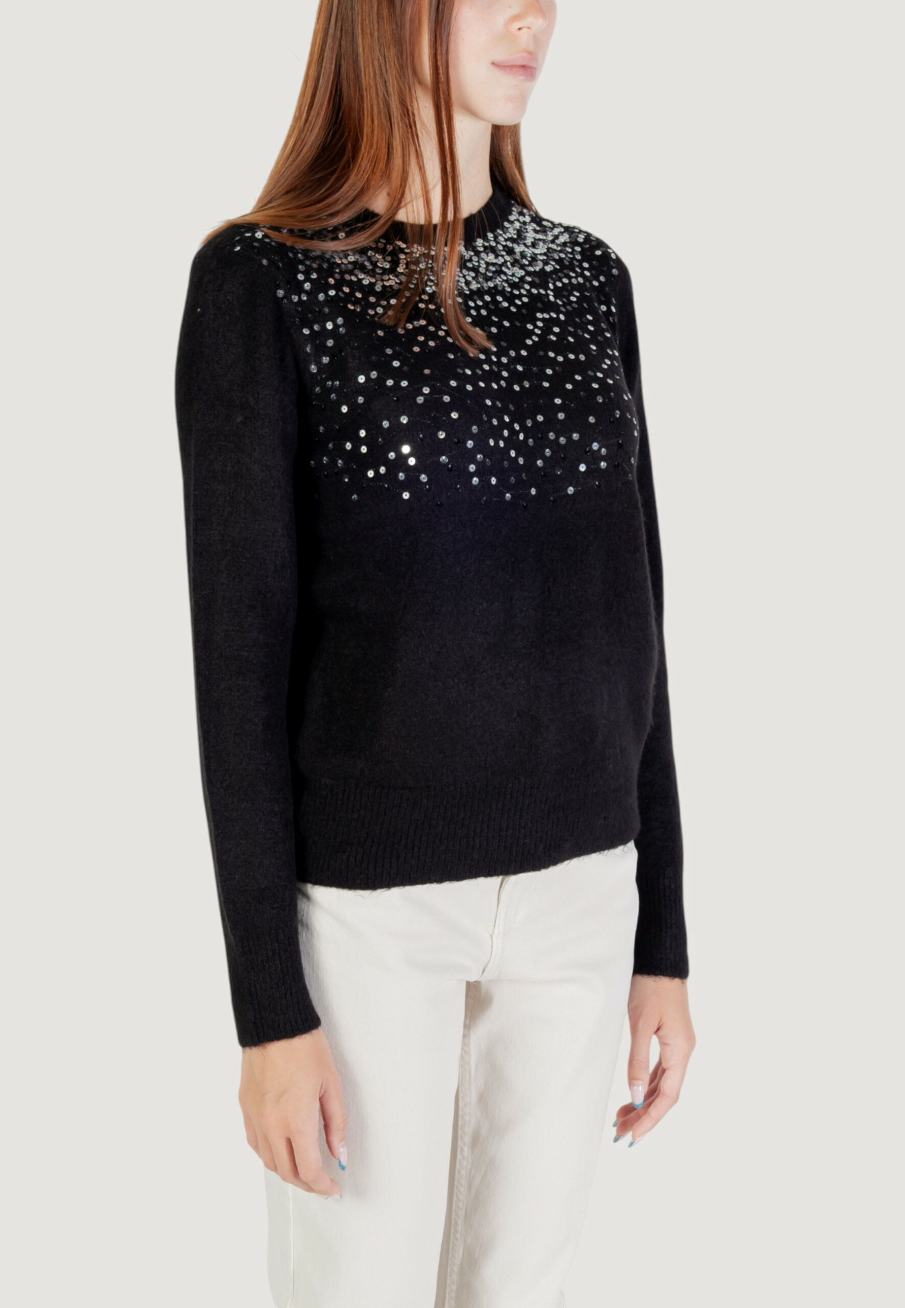 Maglione Jacqueline de Yong jdyamina l/s o-neck sequin pullover knt Nero - Foto 3