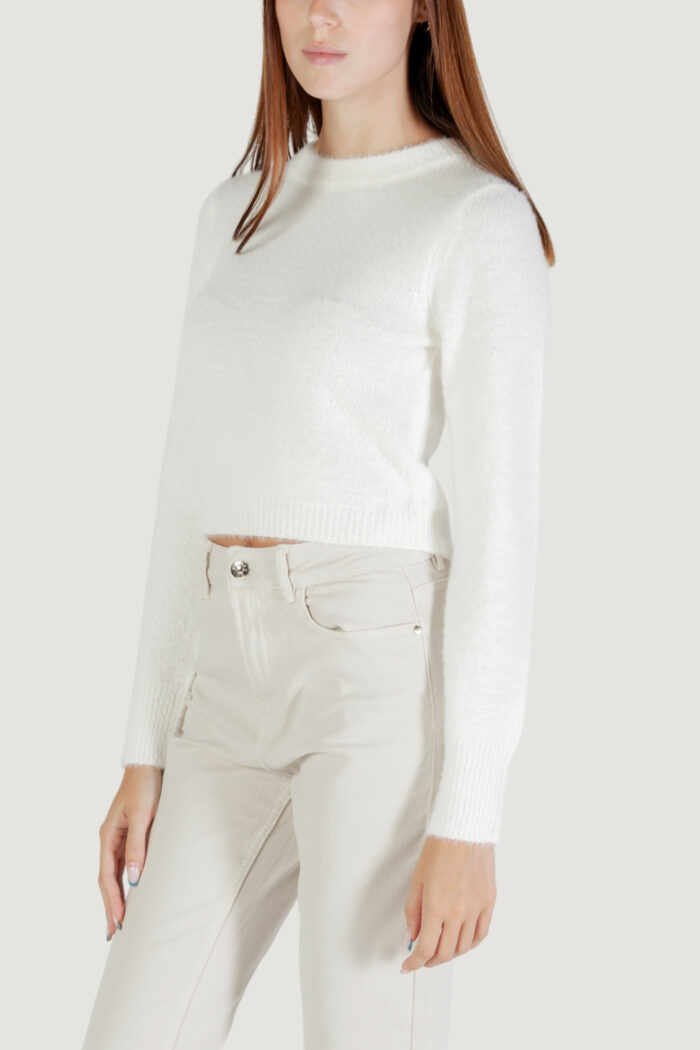 Maglione Only onlpetra ls short o-neck cc knt Bianco